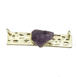 copper rectangle pendant pave Amethyst, gold plated, approx 10-12mm, 10-40mm