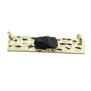 copper rectangle pendant pave black Tourmaline, gold plated, approx 10-12mm, 10-40mm