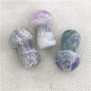 Fluorite mushroom charm without hole, multicolor, approx 25-38mm