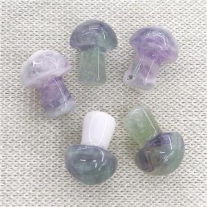 Fluorite mushroom charm without hole, multicolor, approx 15-20mm