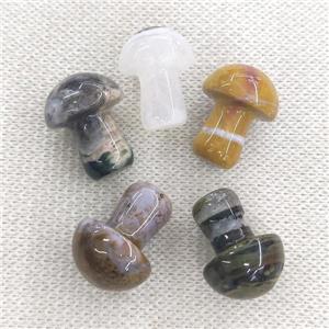Ocean Agate mushroom charm without hole, multicolor, approx 15-20mm