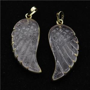 Clear Quartz angel wing pendant, gold plated, approx 15-35mm