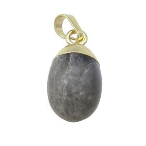 Labradorite egg pendant, gold plated, approx 10-15mm