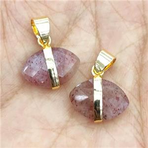 pink Strawberry Quartz pendant, faceted oval, approx 10-15mm