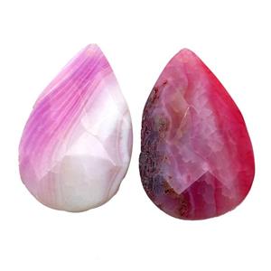 natural Agate teardrop pendant, dye, red, approx 35-55mm