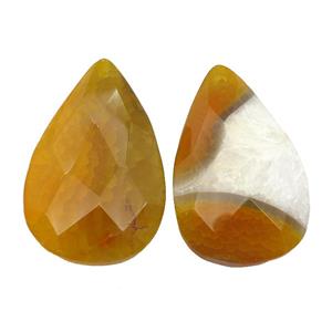 natural Agate teardrop pendant, dye, orange, approx 35-55mm