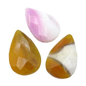 natural Agate teardrop pendant, dye, mixed color, approx 35-55mm
