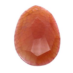 natural Agate teardrop pendant, dye, orange, approx 30-50mm
