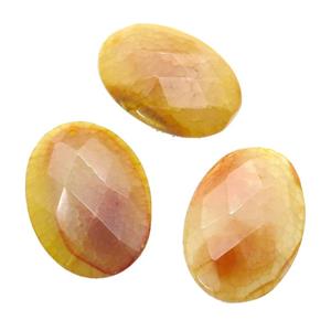 natural Agate oval pendant, dye, yellow, approx 30-45mm