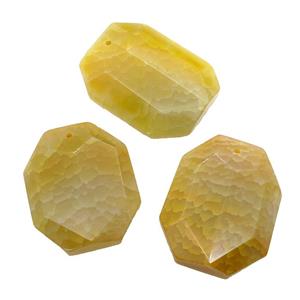 natural Agate rectangle pendant, dye, yellow, approx 30-45mm