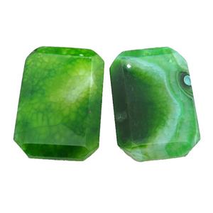 natural Agate rectangle pendant, dye, green, approx 40-55mm