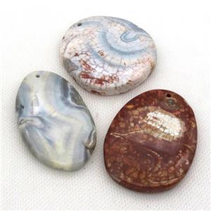 dragonveins Agate slice pendant, mix color, approx 45-60mm
