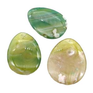 green Cherry Agate teardrop pendant, approx 35-50mm