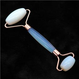 white Opalite Roller GuaSha Massage Tools, rose gold, approx 18-40mm, 150mm
