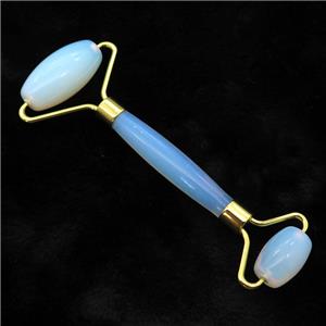 white Opalite Roller GuaSha Massage Tools, gold plated, approx 18-40mm, 150mm
