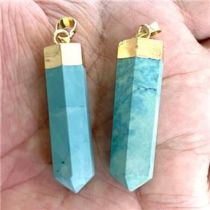Magnesite Turquoise bullet pendant, gold plated, approx 10-40mm