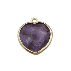 purple Amethyst heart pendant, gold plated, approx 15mm