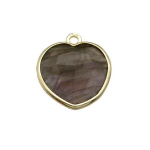 Labradorite heart pendant, gold plated, approx 15mm