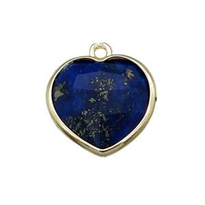 blue Lapis Lazuli heart pendant, gold plated, approx 15mm