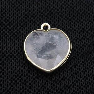 Clear Quartz heart pendant, gold plated, approx 15mm
