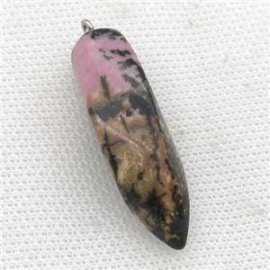 pink Rhodonite twist pendant, approx 15-40mm