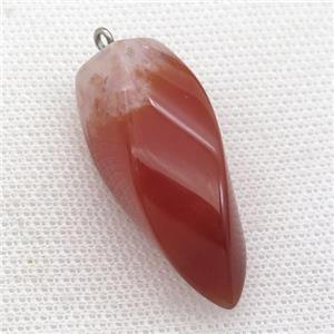 red Agate twist pendant, approx 15-40mm