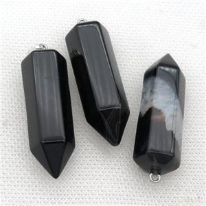 black Agate bullet pendant, approx 15-45mm