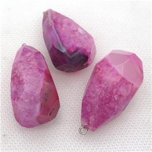 natural Agate druzy pendant, freeform, hotpink dye, approx 20-40mm