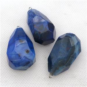 natural Agate pendant, freeform, blue dye, approx 20-40mm