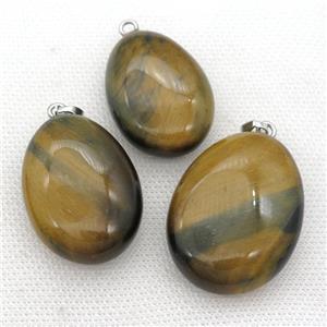 Tiger eye stone oval pendant, approx 25-40mm