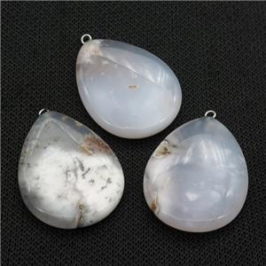 Natural Agate teardrop pendant, approx 30-40mm