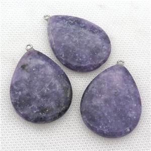 Chinese Charoite teardrop pendant, approx 30-40mm