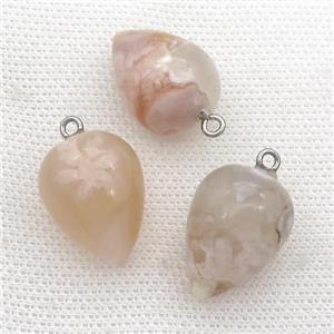 Sakura Cherry Agate Pendulum Pendant, approx 15-20mm