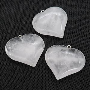 Clear Quartz Crystal heart pendant, approx 35-40mm