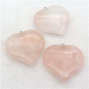 pink Rose Quartz heart pendant, approx 35-40mm