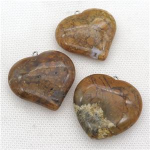 Ocean Agate heart pendant, approx 35-40mm