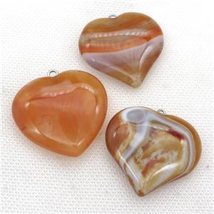 orange Agate heart pendant, approx 35-40mm