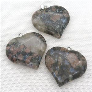 gray Opal heart pendant, approx 35-40mm