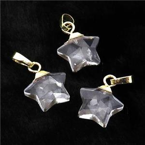 Clear Quartz star pendant, gold plated, approx 12mm