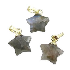 Labradorite star pendant, gold plated, approx 12mm
