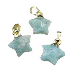 green Amazonite star pendant, gold plated, approx 12mm