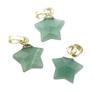green Aventurine star pendant, gold plated, approx 12mm