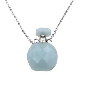 blue Aquamarine perfume bottle Necklace, approx 15-20mm