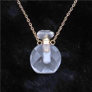 Clear Quartz perfume bottle Necklace, approx 15-20mm