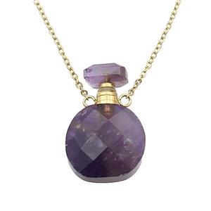 purple Amethyst perfume bottle Necklace, approx 15-20mm