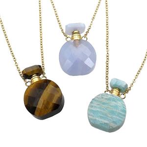 mix Gemstone perfume bottle Necklace, approx 15-20mm