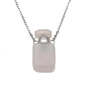 pink Rose Quartz perfume bottle Necklace, approx 10-20mm