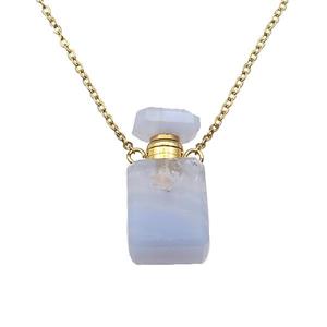 Blue Lace Agate perfume bottle Necklace, approx 10-20mm