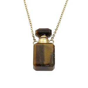 Tiger eye stone perfume bottle Necklace, approx 10-20mm