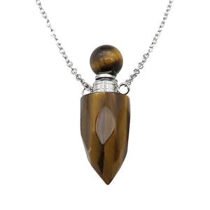 Tiger eye stone perfume bottle Necklace, approx 9-28mm
